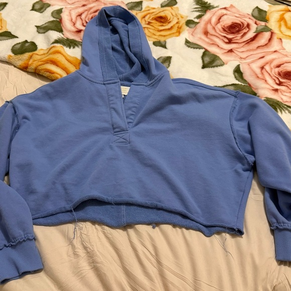 Simply Southern Periwinkle Blue Cropped Hoodie - Picture 2 of 3
